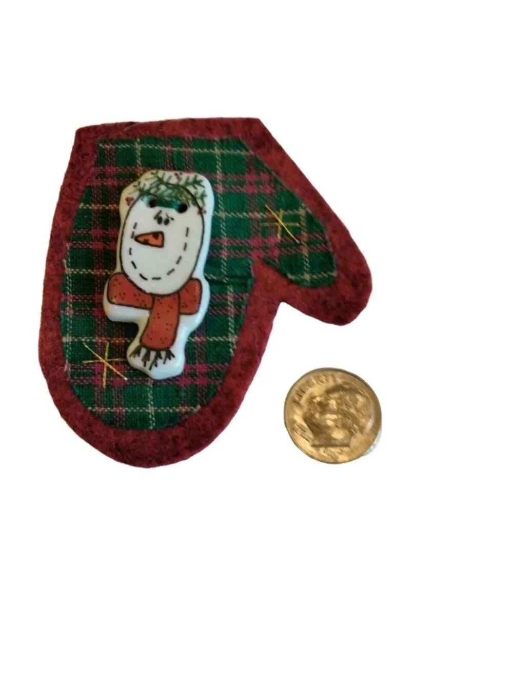 Snowman Mitten Pin Handcrafted Holiday Christmas Jewelry